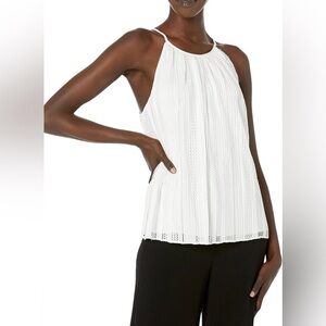 Theory Women's Halter Cami Top in Mod Lace White Pleated Halter Cami Top Size L
